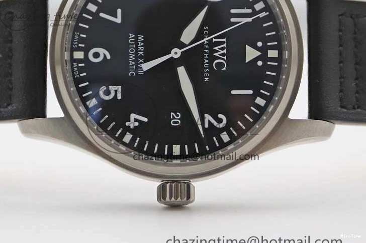 MIROTIME 0421 Vibrant Mark XVIII IW327001 SS M+F 1:1 Best Edition Black Dial on Black Leather Strap A 7055